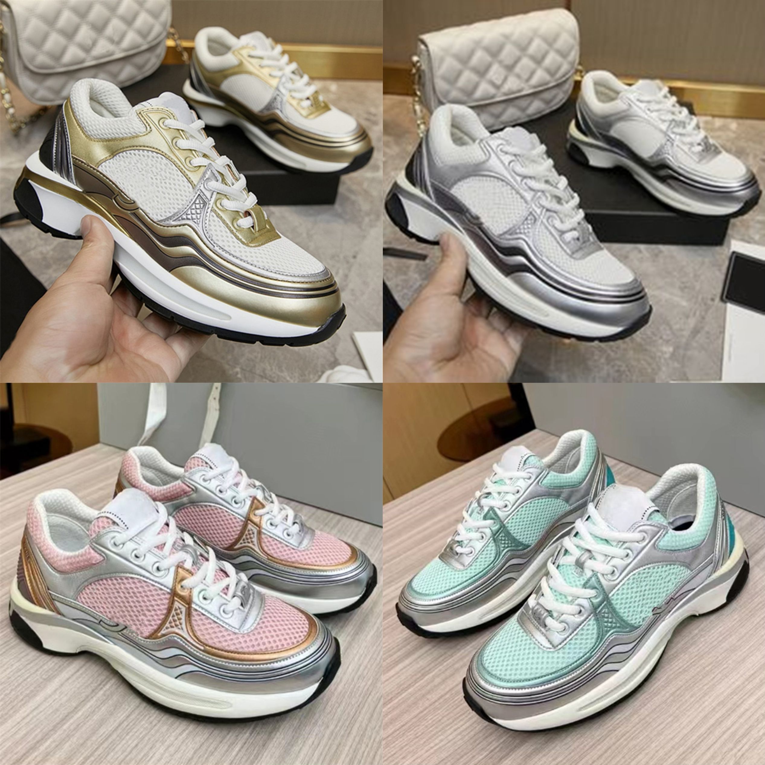 designer shoes casual trainers sneakers for men womens outdoor shoes platform sneakers luxury trainer famous fashion athleisure Silver Gold shoes with box 35-46