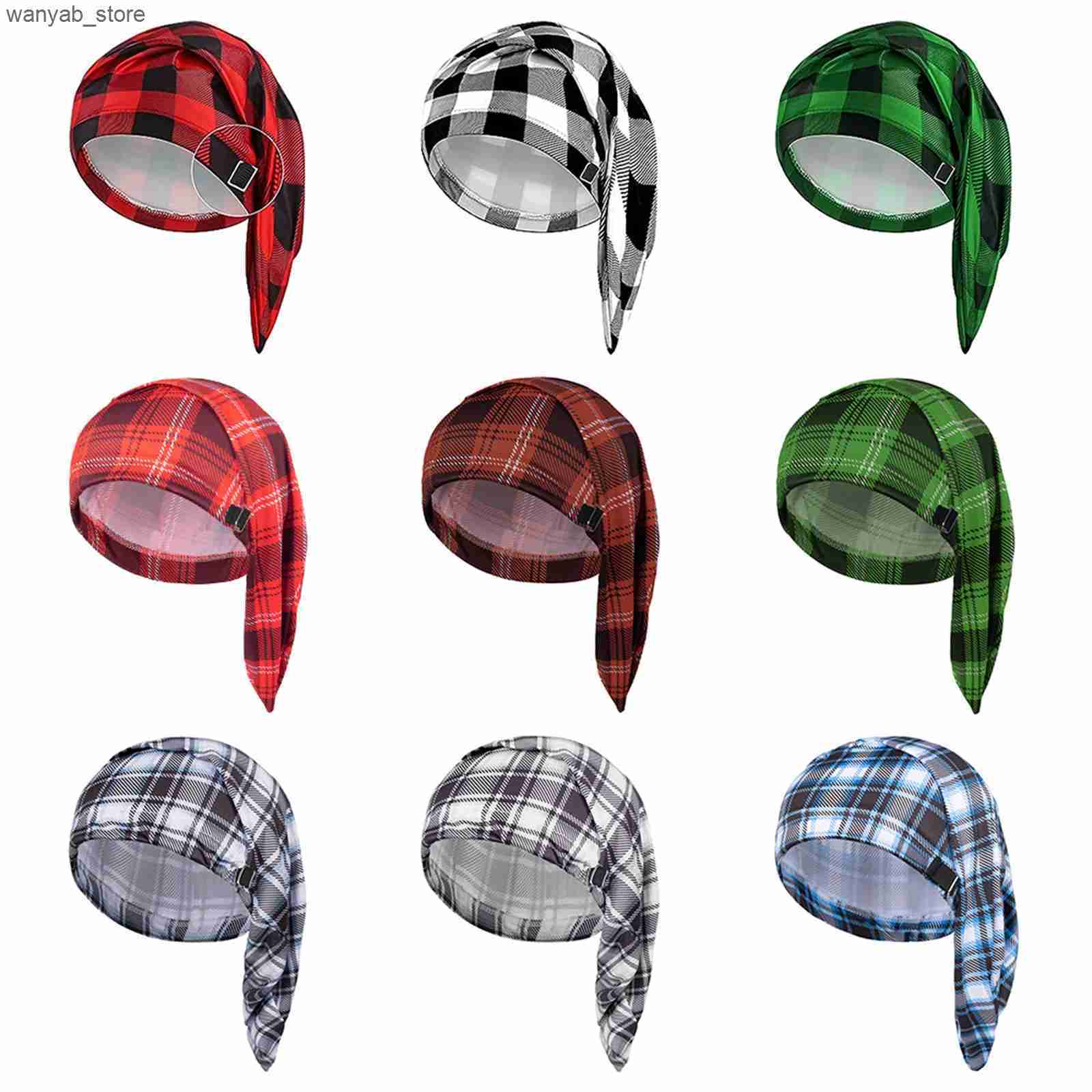 Wide Brim Hats Bucket Hats Mens Night Sping Cap Adjustable Stocking Cap Buffalo Plaid Santa Hat with Pom Ball for Christmas Party Spwear Hat Cap L2409