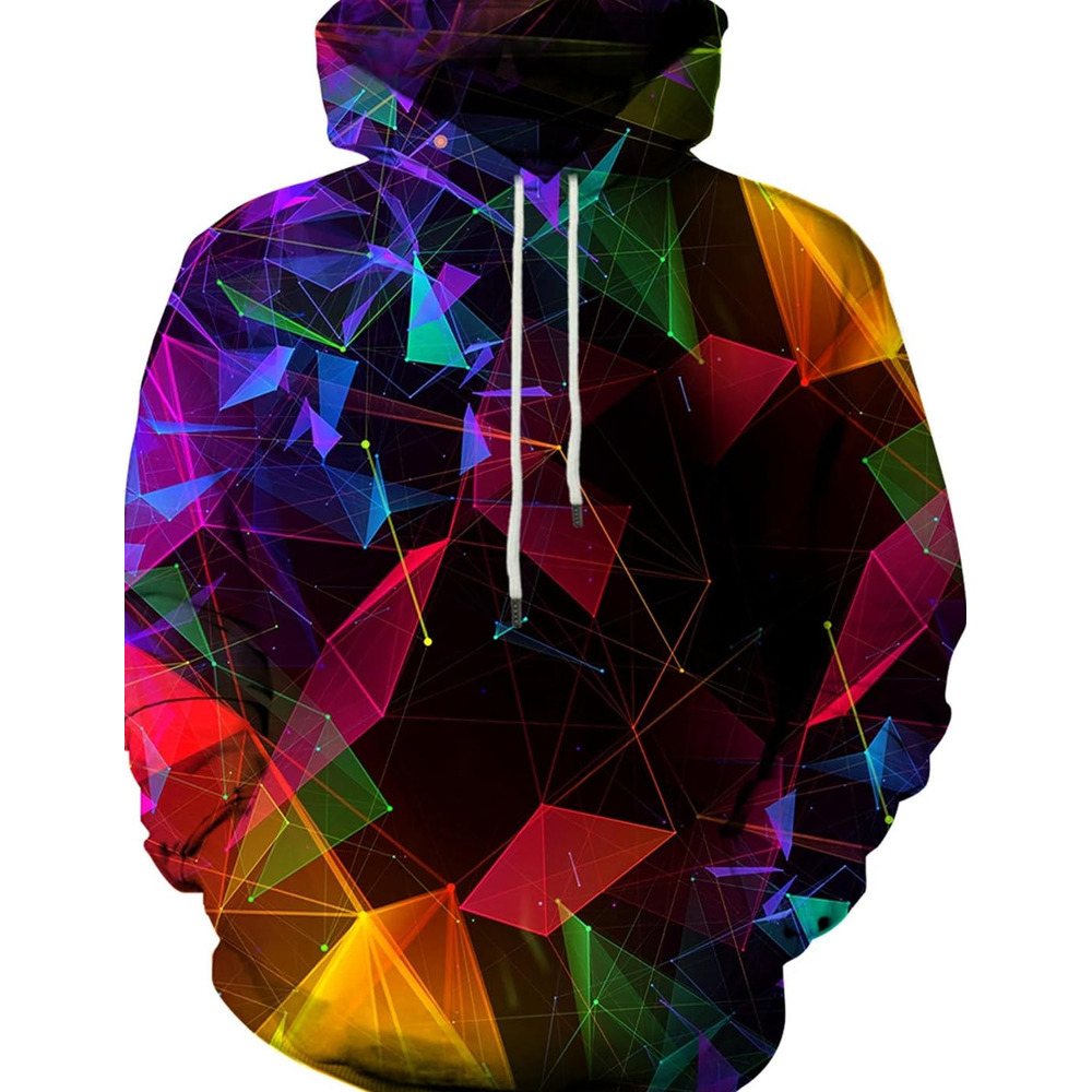 Hoodie for Mens Womens Unisex Graphic Print Hoodies 3D Colorful Novelty Design Long Sleeve with Pocket Graphic Cool triangle