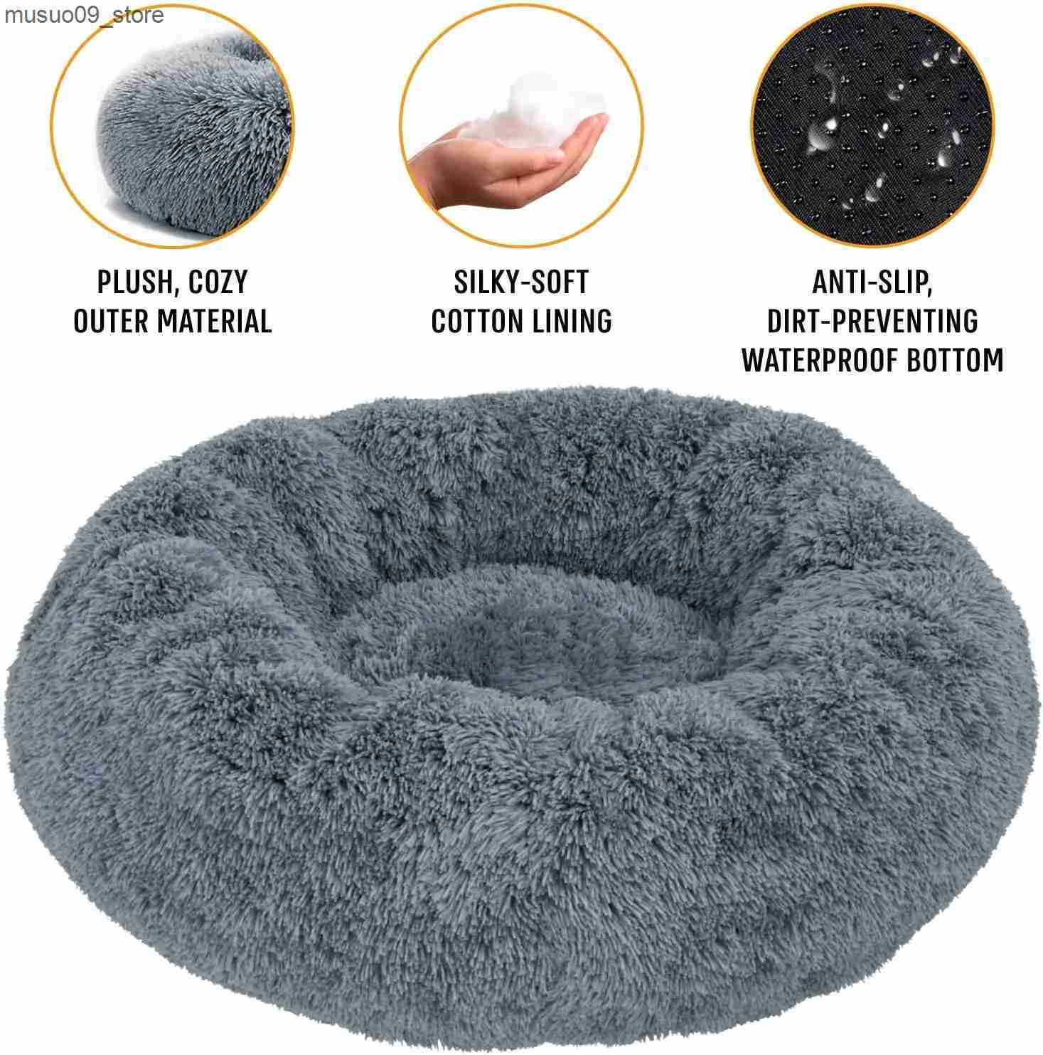 kennels pens Pet dog bed donut pet mat Labrador Retriever house circular mat pet product accessories small animal house direct delivery L240910