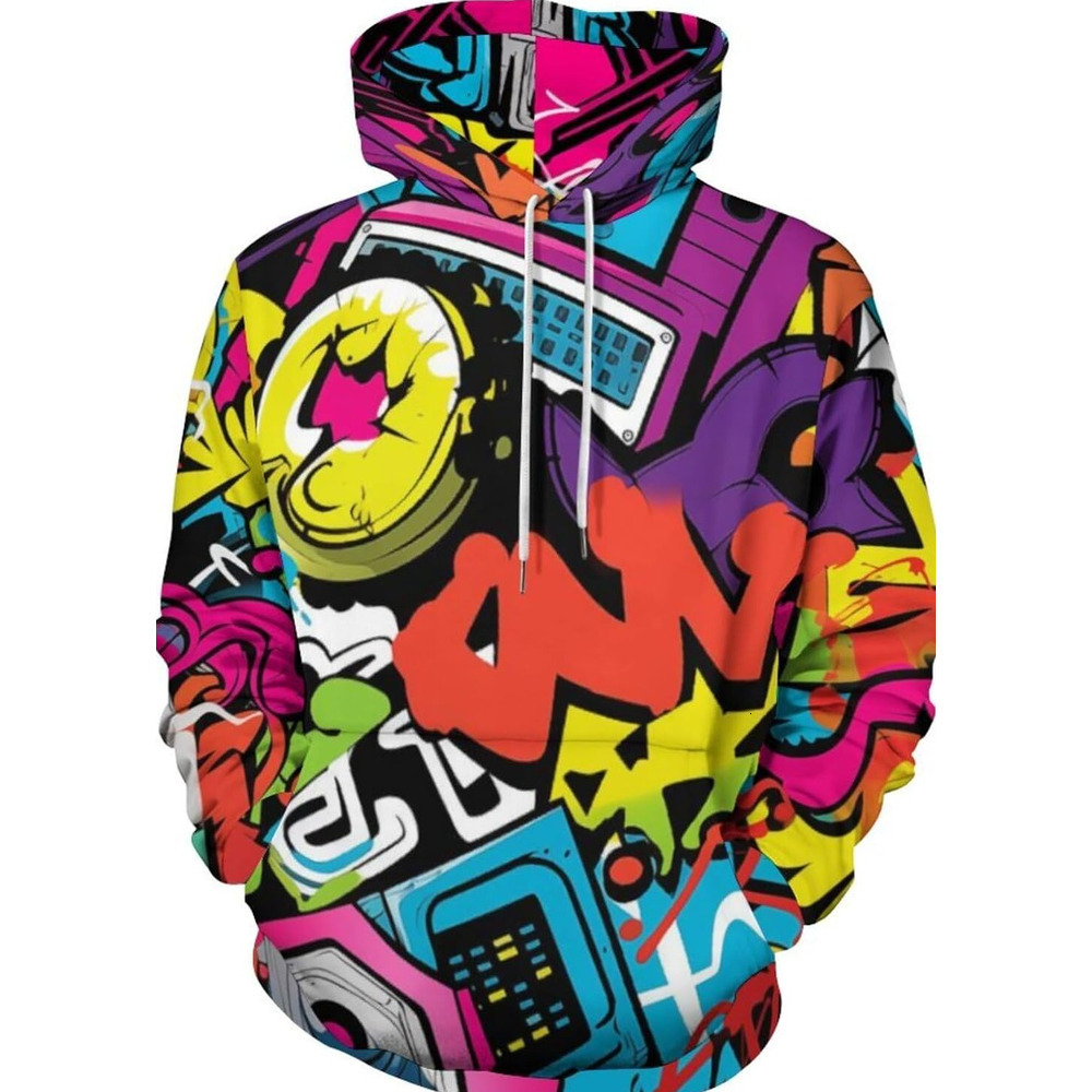 Hoodie for Mens Womens Unisex Novelty Hip-Hop Graffiti Hoodie, Stylish Street Personality Graffiti Sweatshirt Graphic Hoodies sweatshirt handsome