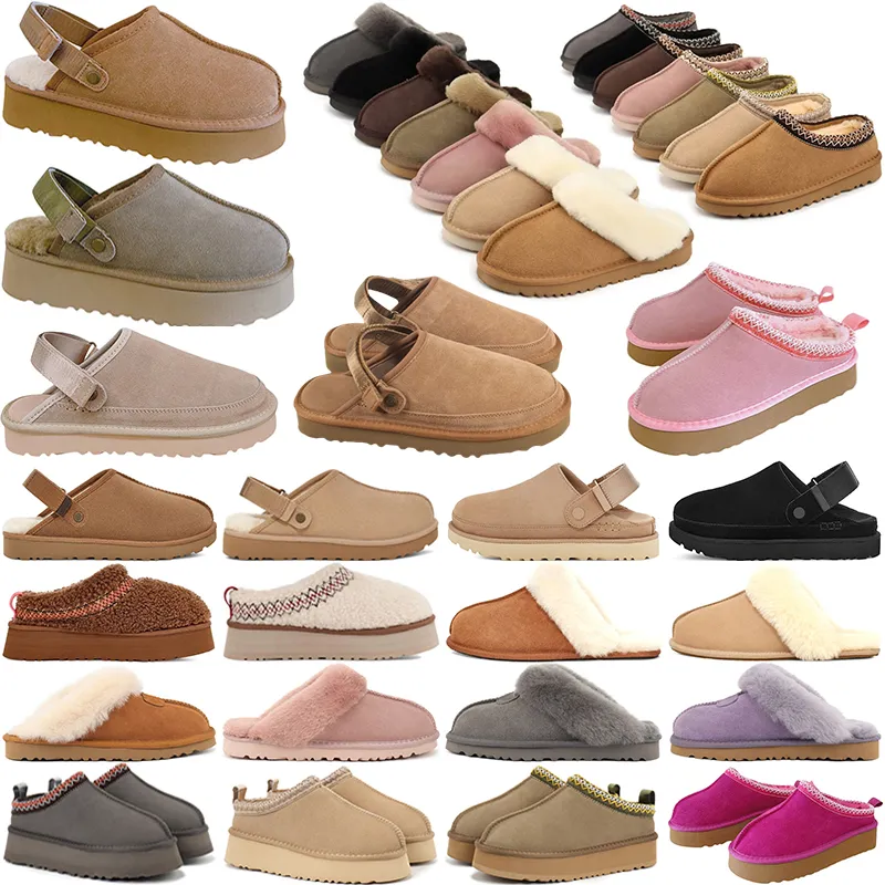 free shipping women slippers designer clogs slides mule platform sandals boots slide khaki brown chestnut grey ankle knee snow wool winter warm fur booties