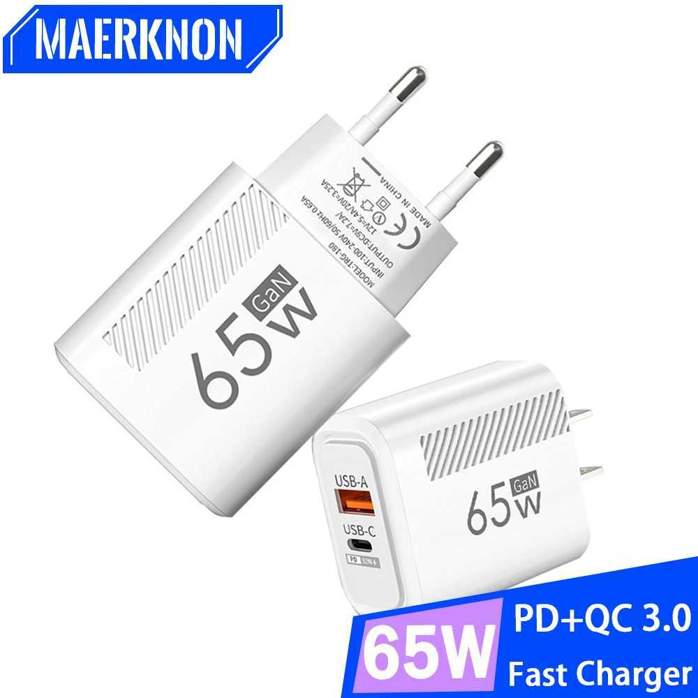 65W GaN USB Fast Charger Fast Charger EU/US Plug Phone Charger Suitable for iPhone Xiai PD Type C Wall Charger Adapter Y241106