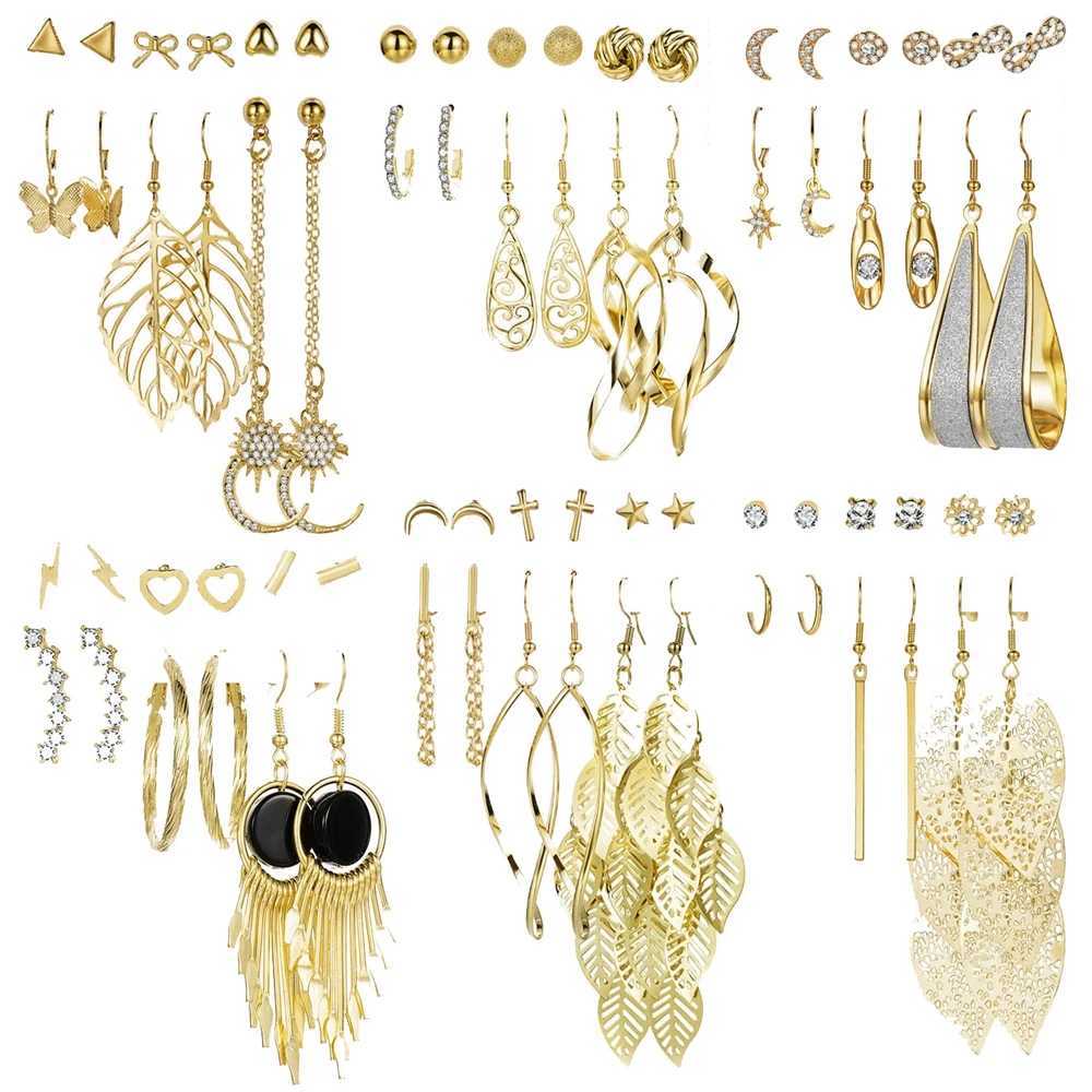 IPARAM Trendy Gold Metal Pendant Earrings suitable for hollow tree leaves star and moon pendants Geely earrings jewelry gifts X241106