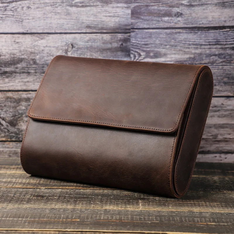 Leather watch box organizer mens travel storage bag watch packaging box watch box portable retro display 6 slots 241105