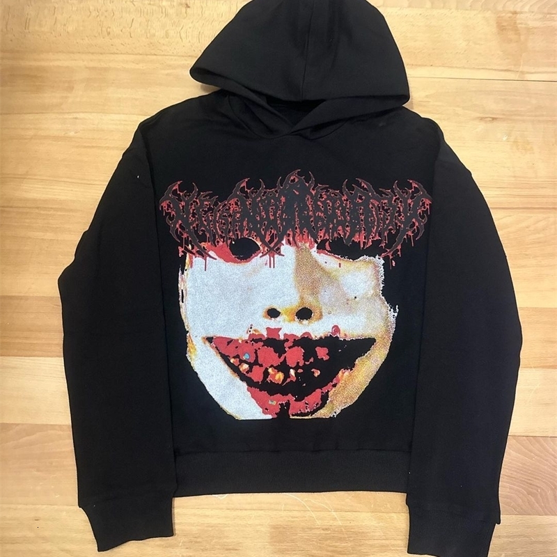 Harajuku Stylish Retro Angel Hoodie Oversized Streetwear Tops Sweatshirt Y2k Clothes Gothic Grunge Hoodies Women Men Clothing 241105