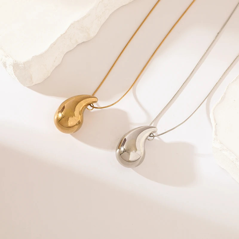 EILIECK 316L Stainless Steel Gold Color Water Drops Necklace Earrings Trendy For Women Party Gift Waterproof Jewelry Set 241106
