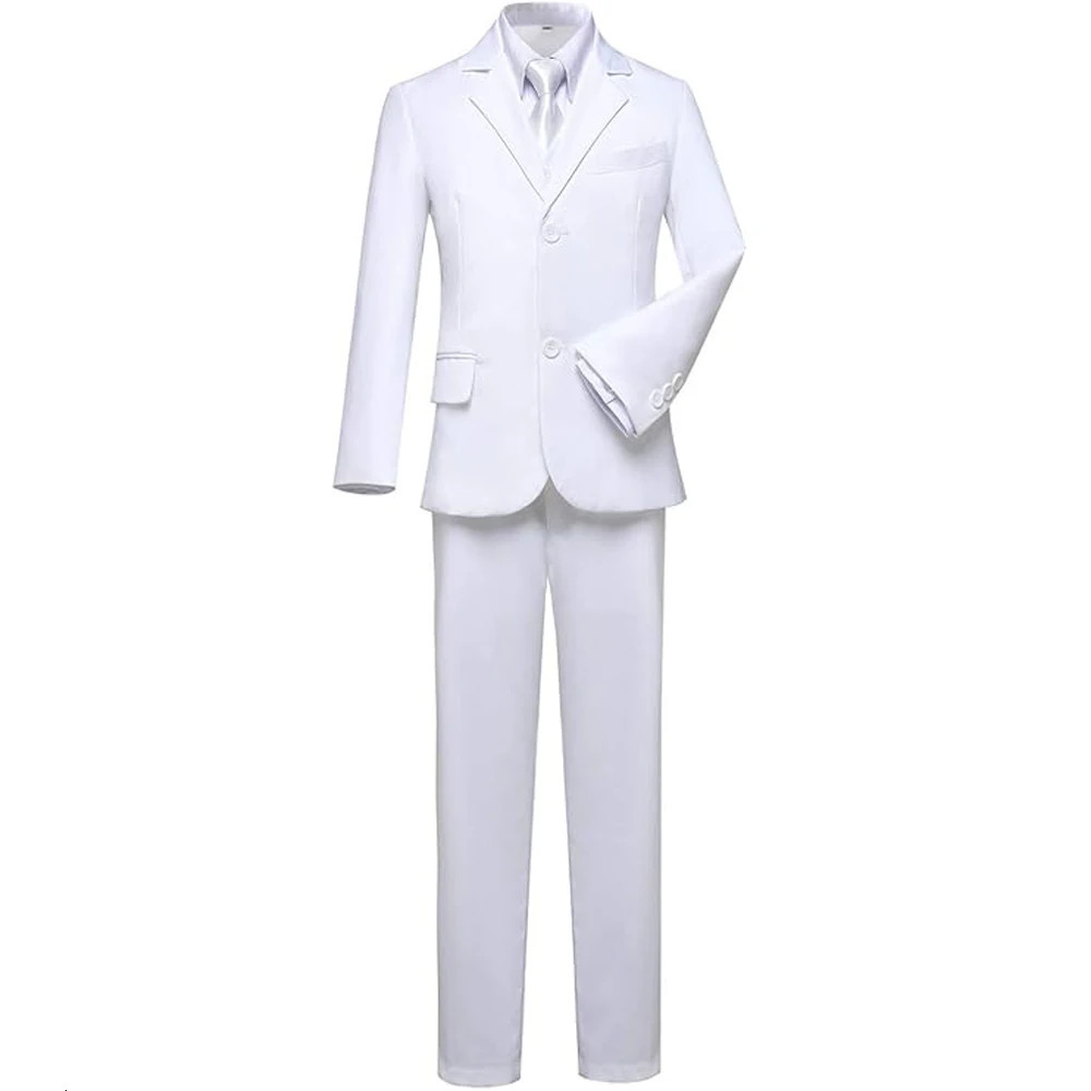 Child Green Solid Color Dress Suit Set Boys Performance Wedding Birthday Pography Costume Kid Blazer Vest Pants Bowtie Outfit 241106