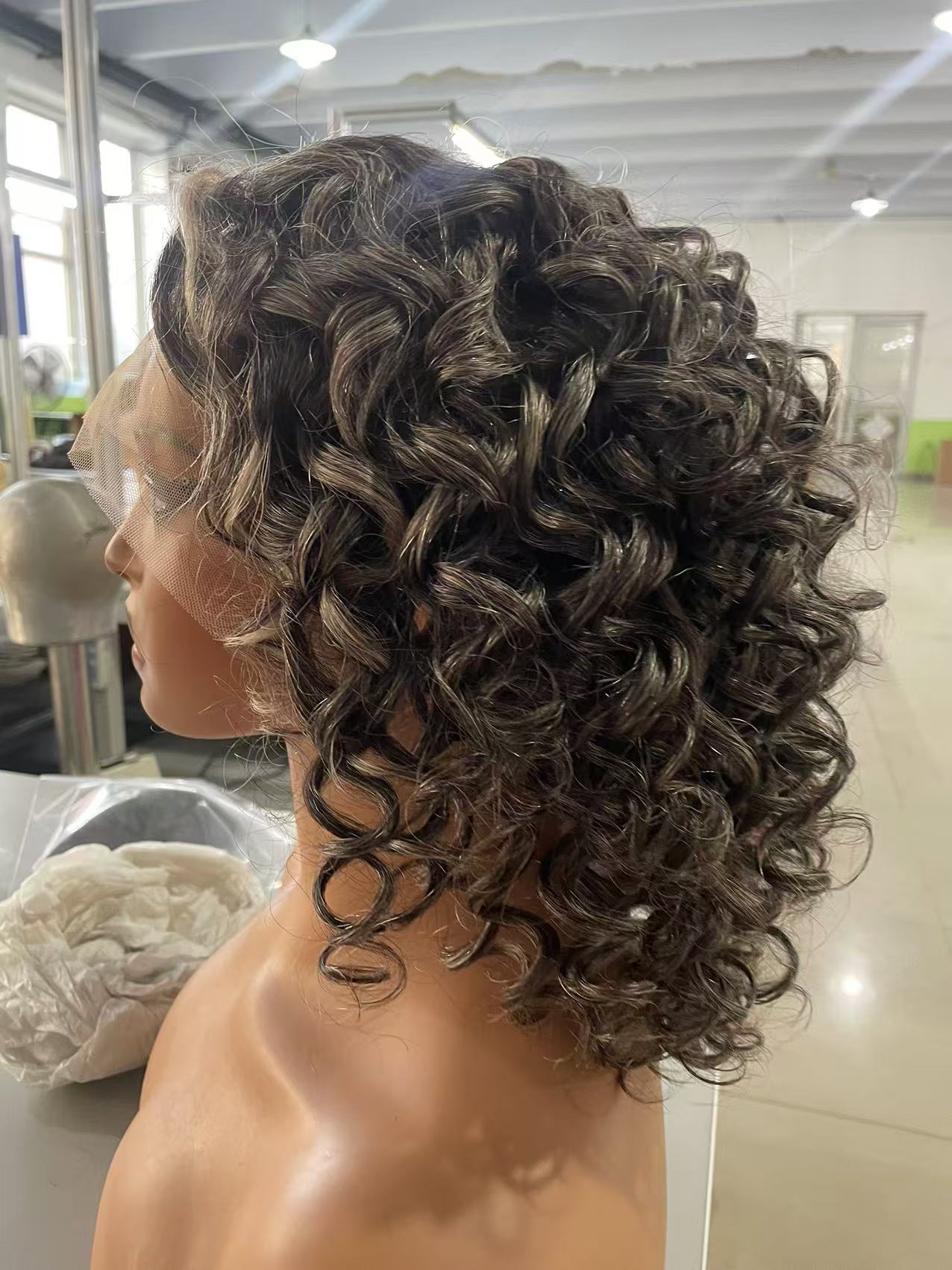 Grey lace front human hair wigs salt and pepper natural silver loose curly gray hd lace 13x4x1 T part for women topper bllack and white mixed