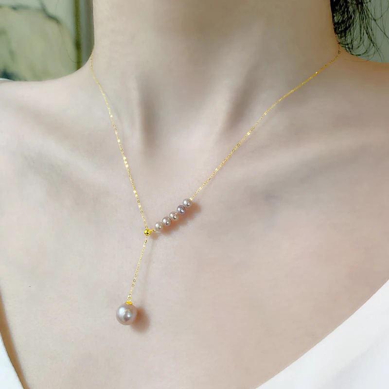 XF800 genuine 18K gold necklace pendant exquisite jewelry round natural freshwater pearl pure AU750 chain womens wedding gift X551 241106
