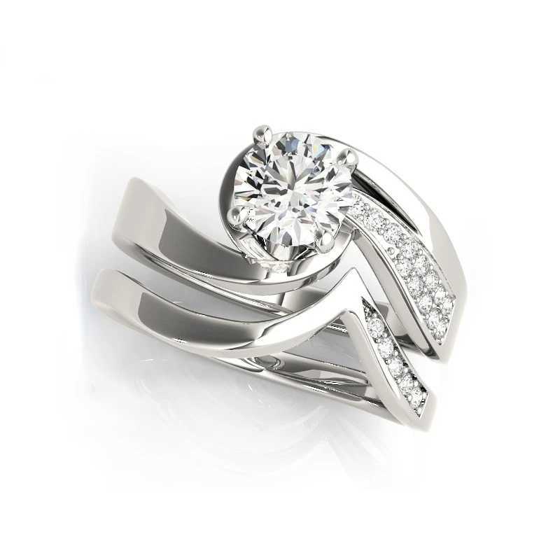 Wen Round 1 carat D color Mo silica diamond 925 sterling silver engagement wedding jewelry ring set X241106