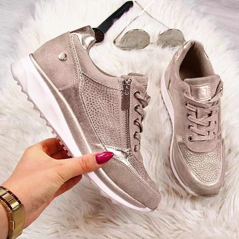 2024 Summer New Thick soled Slope Heel Casual Sports Water Diamond Single Shoes, Large Women's Shoes