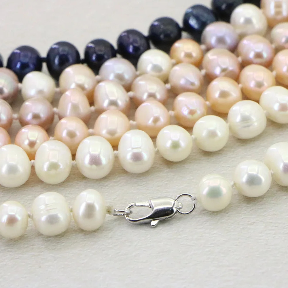 Womens Pearl Necklace 8-9mm Natural Freshwater White Pearl Necklace Earrings Bracelet Set Wedding Jewelry Birthday Gift 241106