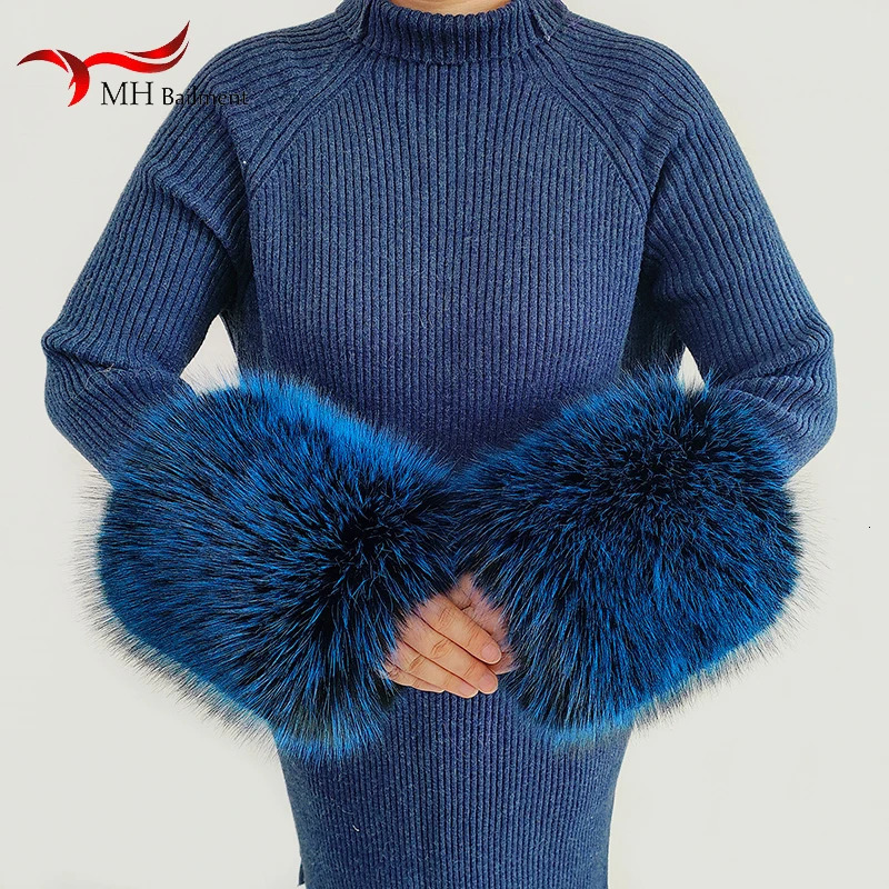 Winter faux fur cuffs faux fur cuffs womens thick plush windproof wristband sleeve 241106