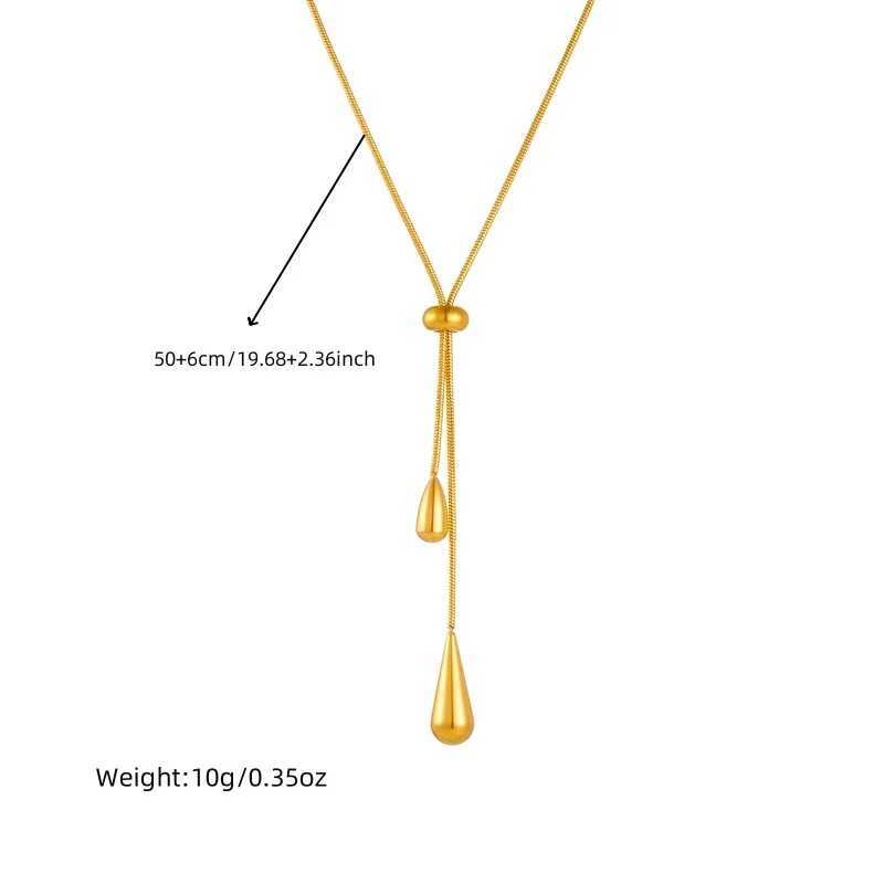 DIEYURO 316L stainless steel adjustable water droplet tassel necklace earrings Wenxin gold fashion jewelry set party gift X241106