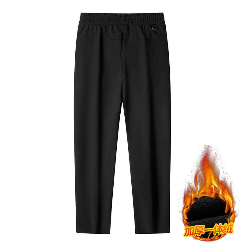 Big Size 9xl 8xl Winter Fleece Sweatpants Men Thicken Warm Jogger Pants Drawstring Elastic Zip Pockets Thermal Straight Trousers 241104