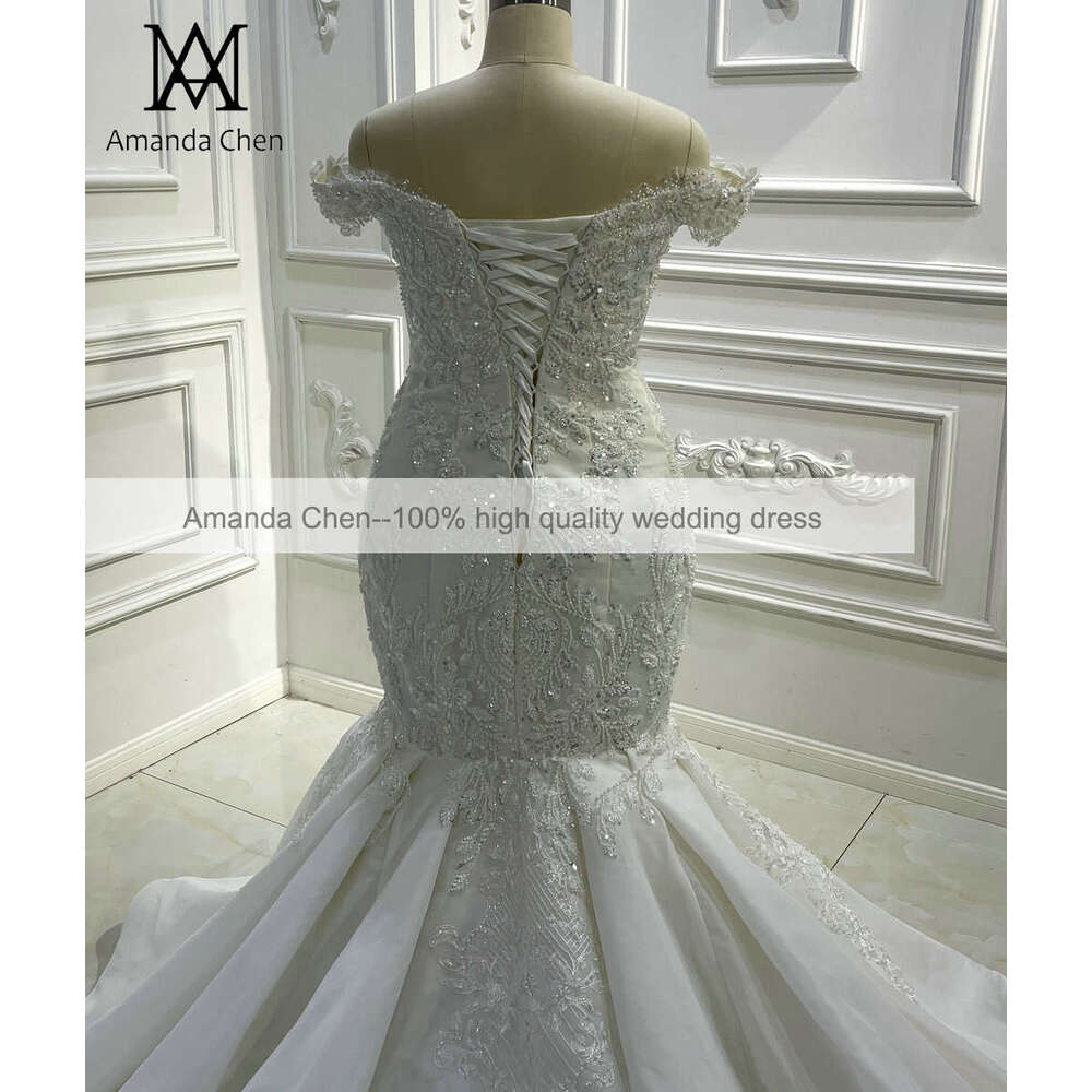 Off Shoulder Beaded Mermaid Wedding Dress