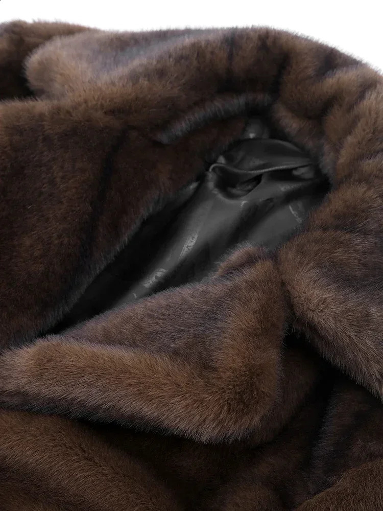 Womens Warm Faux Fur Long Overcoat Single Breasted Fleece Trench Coat Winter Lady Fluffy Plush Thicken Outerwear 241104