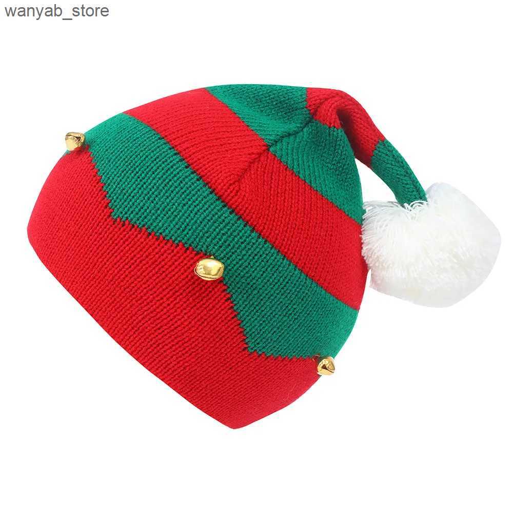 Wide Brim Hats Bucket Hats Parent-child Hats New Christmas Hats in Autumn and Winter Bell Knitted Wool Hats Halloween Gifts Christmas Hats L240910