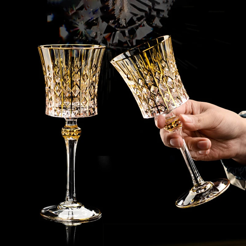 Crystal Wine Glasses Gold Foil Crystal S Glasses Champagne Glasses Wine Goblet Water Cup for Bar Wedding Party Glass 240410
