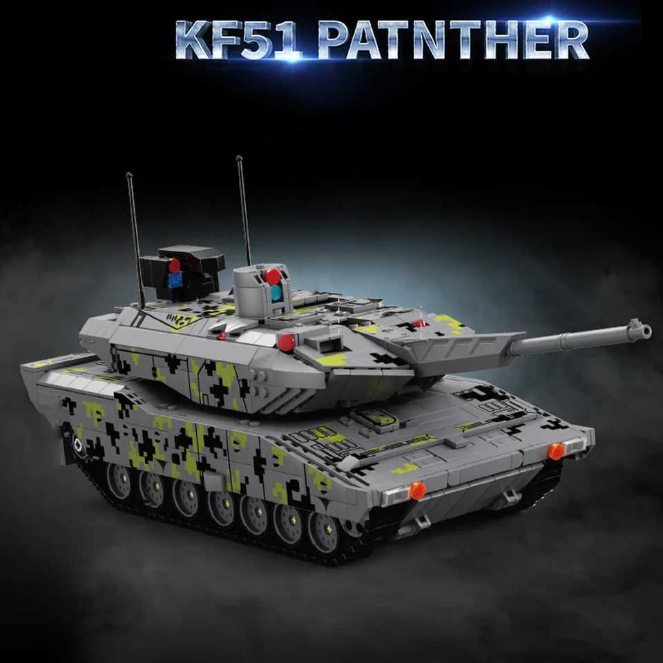 Blocks 2235 pcs+Black Panther KF51 new generation main battle tank large particle component building block toy creative collectiblesY241106FES4