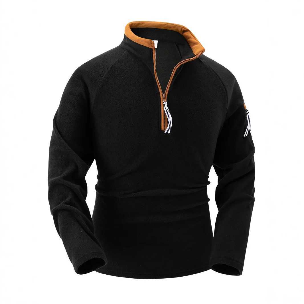 Cross border mens new stand up collar half zipper long SVE tactical arm zipper hooded zipper sports casual mens clothing W241106