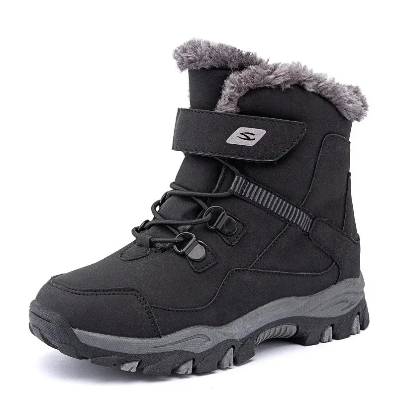 5-12 Winter Warm Fur Snow Boots Children Furry Shoes Boys Girl Non-slip Leather Autumn Waterproof Kids Boots Child Sneaker Furry 241106