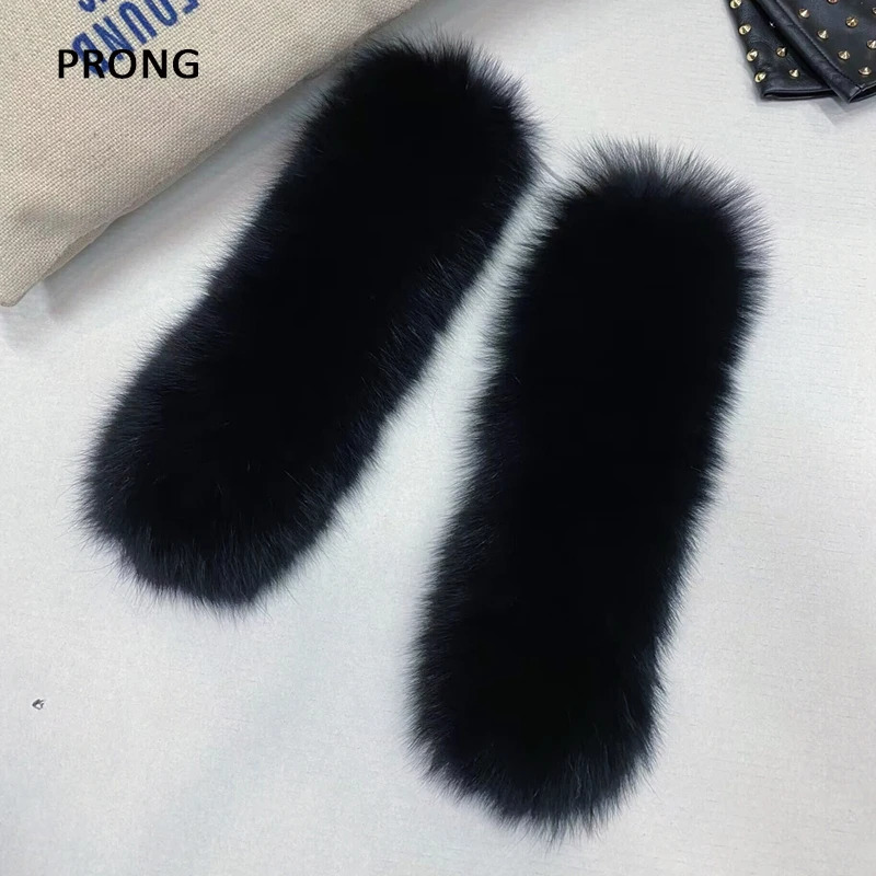 Natural fox fur cuffs wrist warmers womens jackets outerwear sleeves fur decorations womens bracelets real fur wrist gloves snap rings 241106
