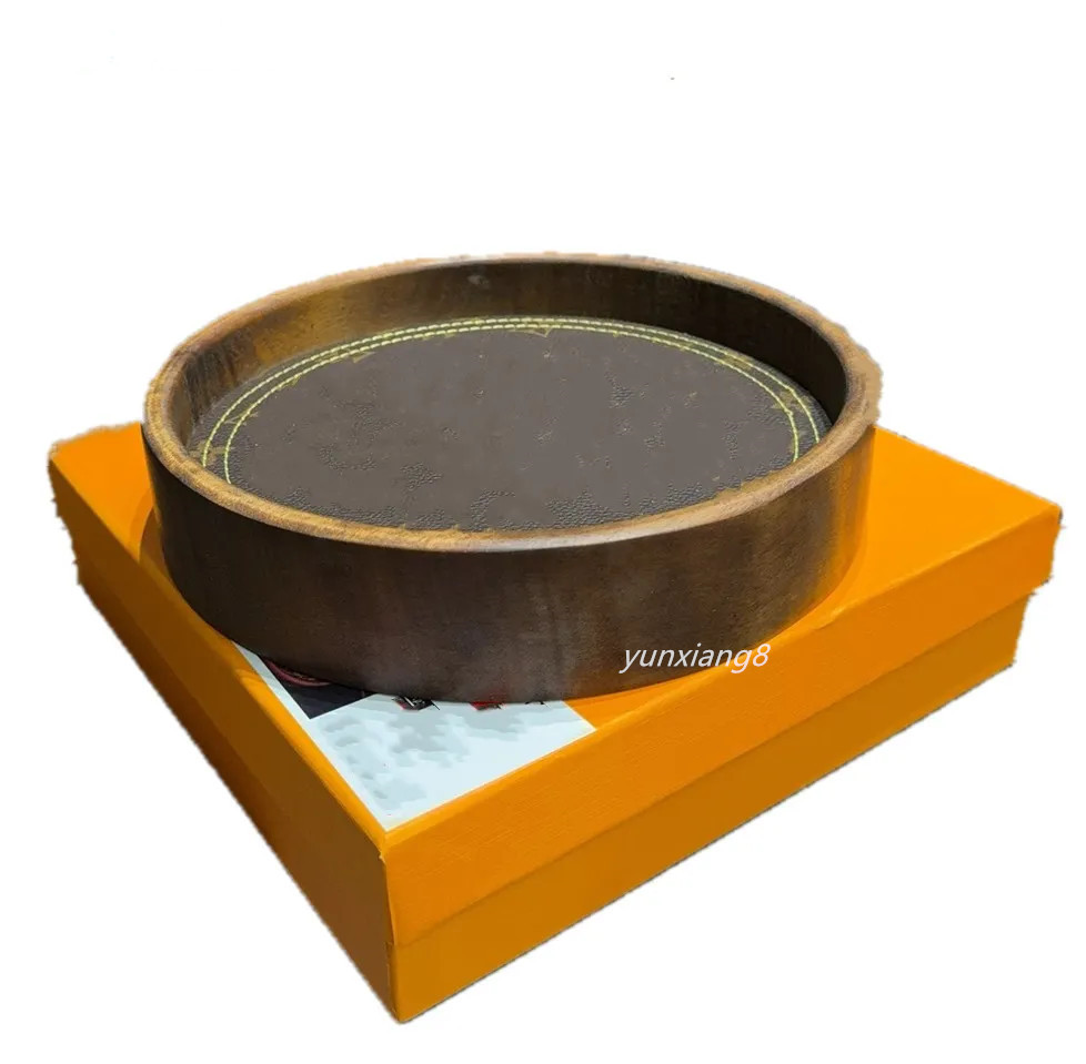 Designer Brown Storage Vintage Letter Circular Square Wooden Classic Pattern, Entrance Hall Key Tray, Tea Tray 2323