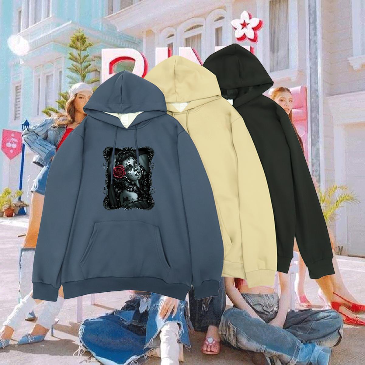 Brand Hoodie Women White Plus Size TOP Quality Women Tops Hoodie Tops Hoody Long Sleeve Soft Anime Printing Street Thick Plush