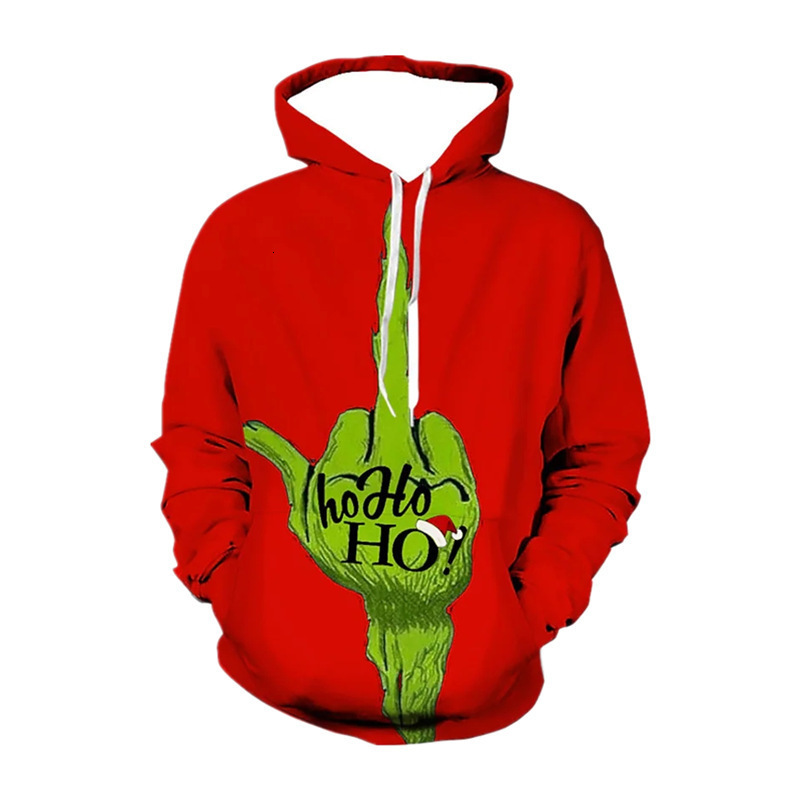 Men's Street Clothing Santa Claus 3D Printed Hoodie With Looped Fabric Drop Shoulder Hoodies Graphic Hoodies