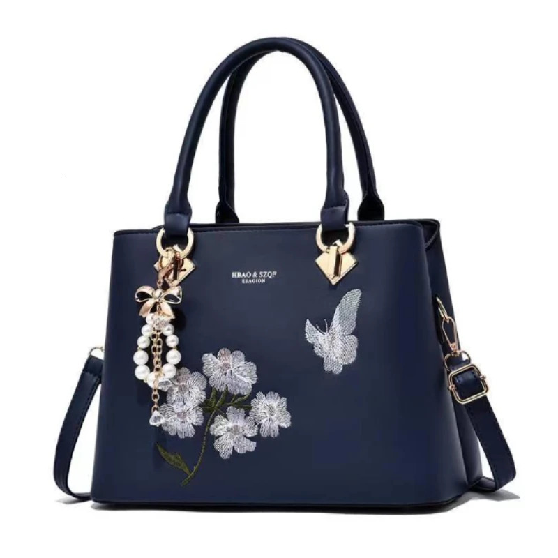 Fashion bow hanging decoration womens handbag fashion embroidery cross body bag leather shoulder bag241106