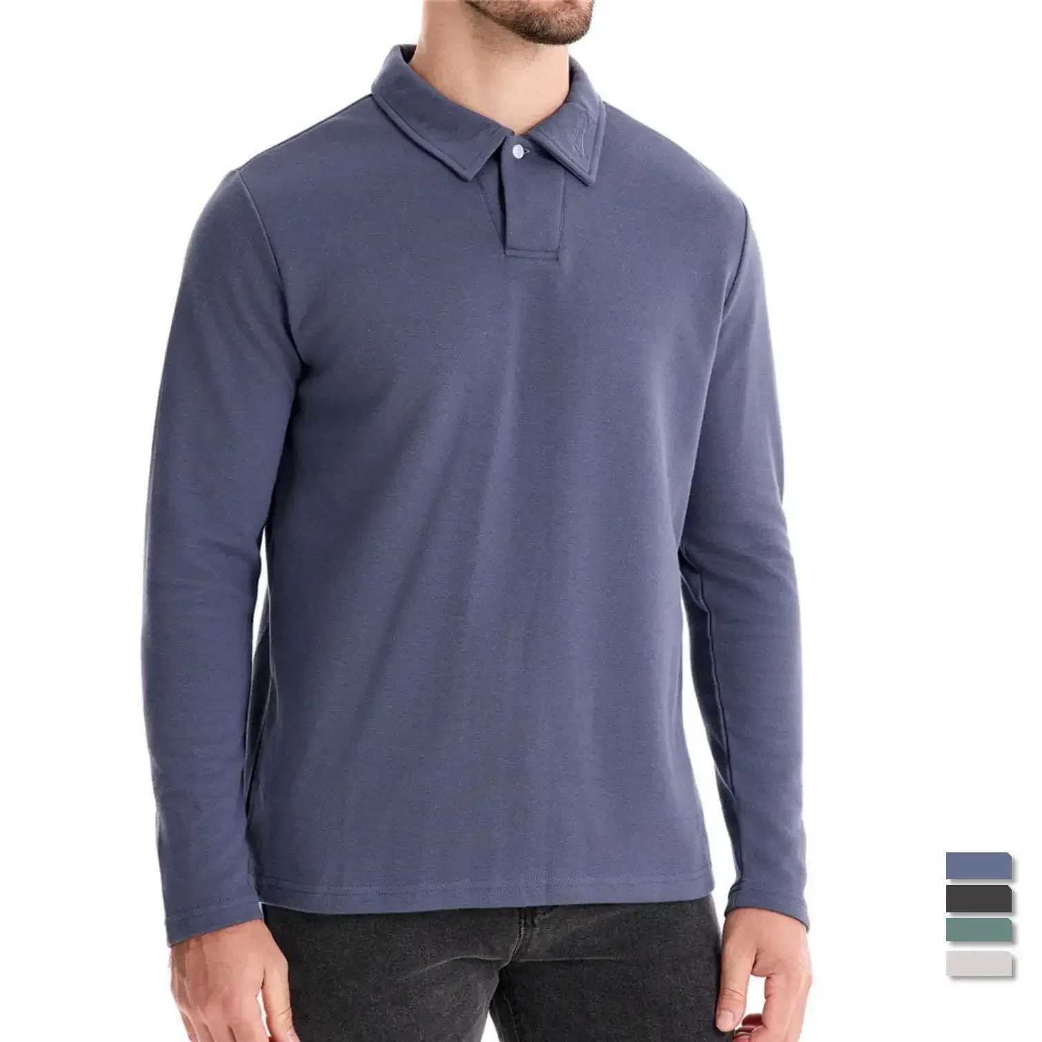 Autumn mens sportswear high-quality solid color lapel long Sved shirt mens fashion casual cotton shirt mens clothing W241106