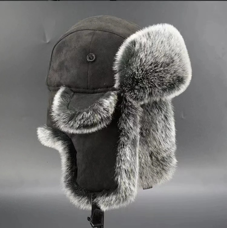 Mens Winter Hunter Pilot Cavalry Ear Hoods Warm Russian Waterproof Ski Hat Bomber Hat Warm Ear Protection Hat 241106