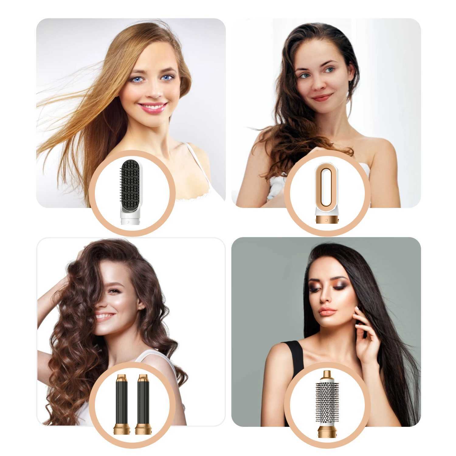 Styler 5In1 High-Speed Iron Hot Air Comb Set Straightening Brush Dryer Wrap Auto Curling Hair Dryer free shipping