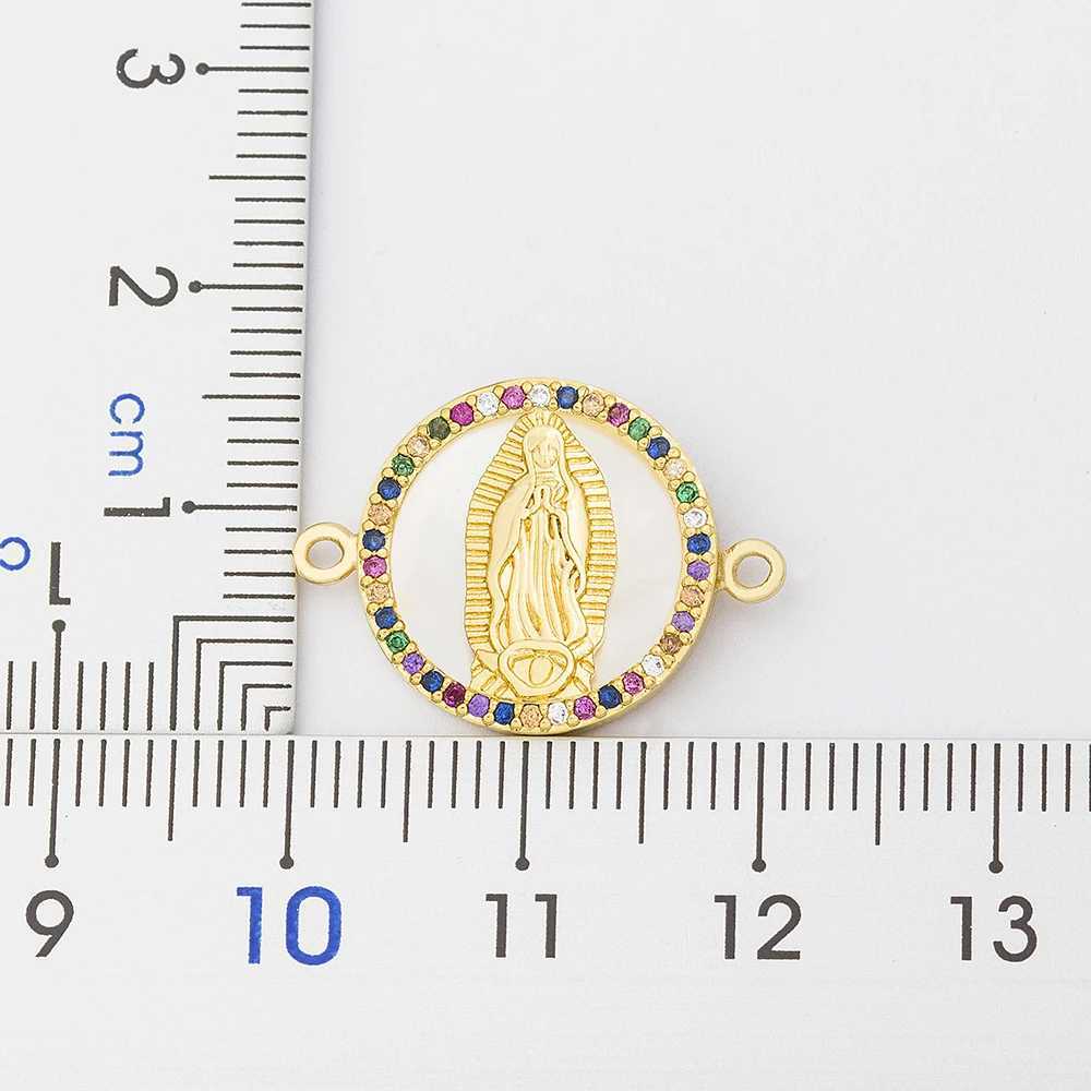 Nidin New Fashion Color Zircon Virgin Mary Copper Charm Chain Necklace Bracelet Jewelry Set X241106
