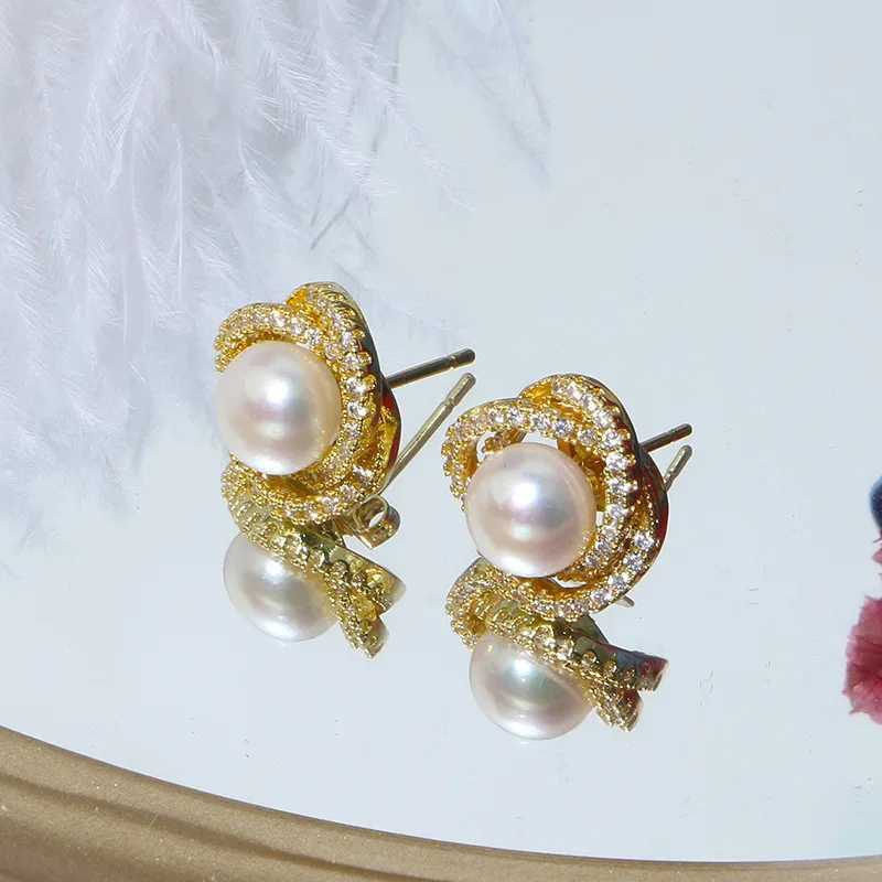 Newly inlaid zircon pearl necklace ring and earring set suitable for daily accessories party jewelry birthday gifts and more X241106