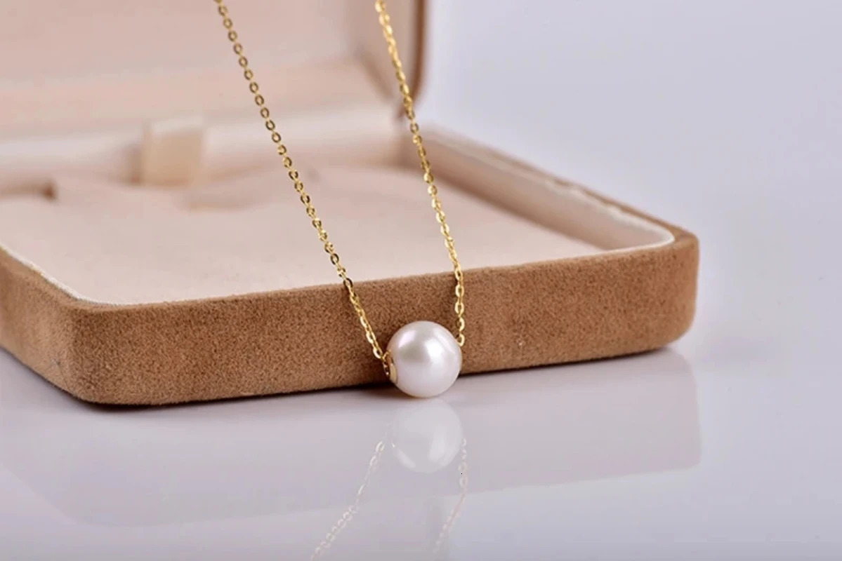 A genuine 18K gold necklace natural freshwater pearl pendant pure AU750 chain exquisite jewelry gift for women DC1007 241106