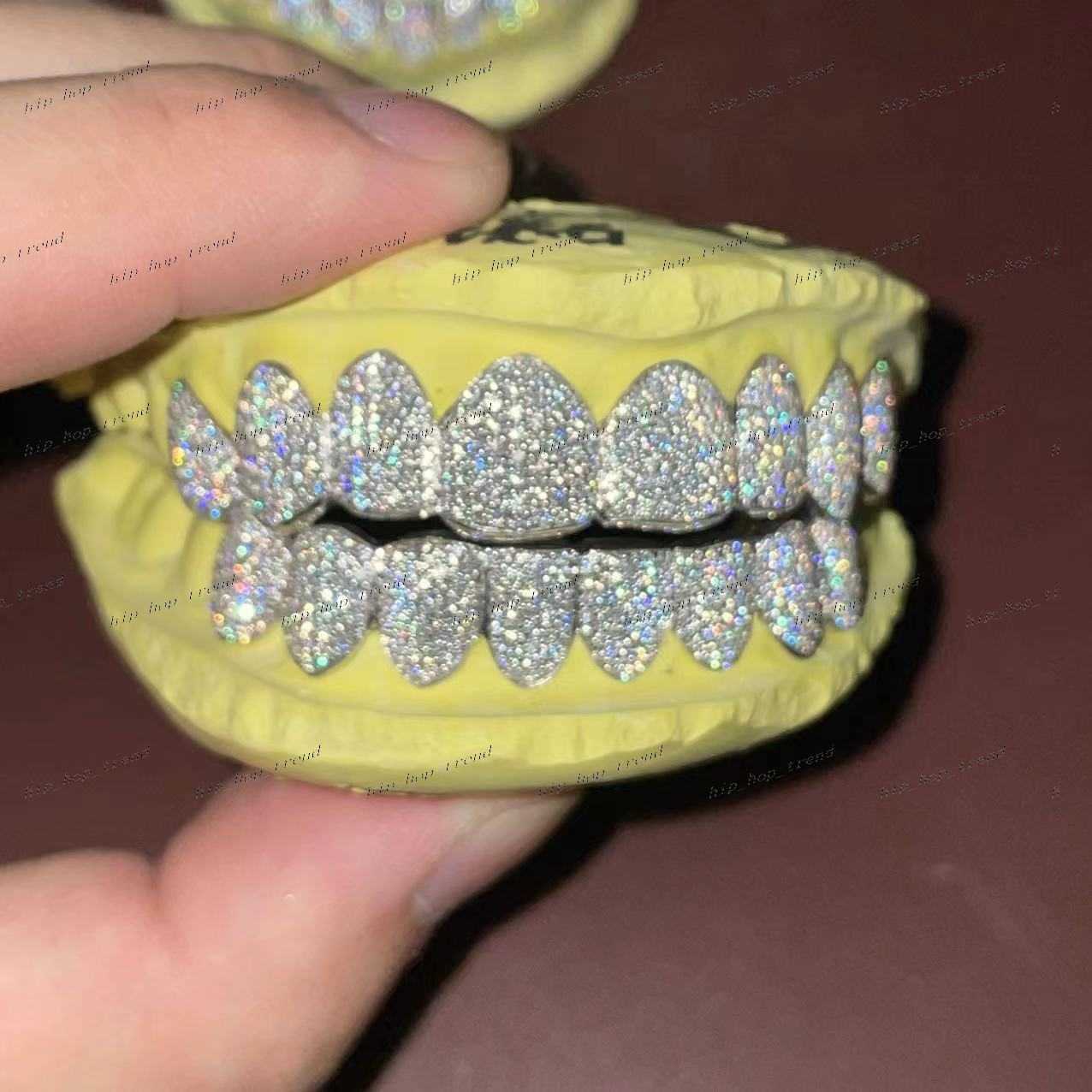 Sparkle Custom Made Hip Hop Iced Out Sterg Sier grills gold Jewelry zigzag setting VVS Moissanite Teeth Mouth Grillz
