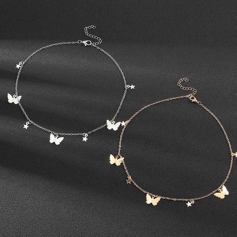 Fashion necklace cute gold and silver colored galvanized necklace short article on summer holidays roaring gifts jewelry X241106