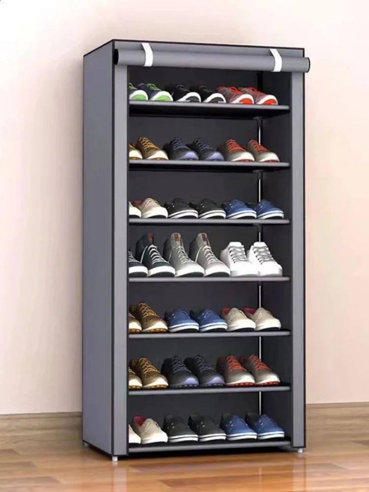 Multilayer Shoe Rack Organizer Dustproof Fabric Stand Hallway Saving Space Shelf Home Furniture Storage 240329