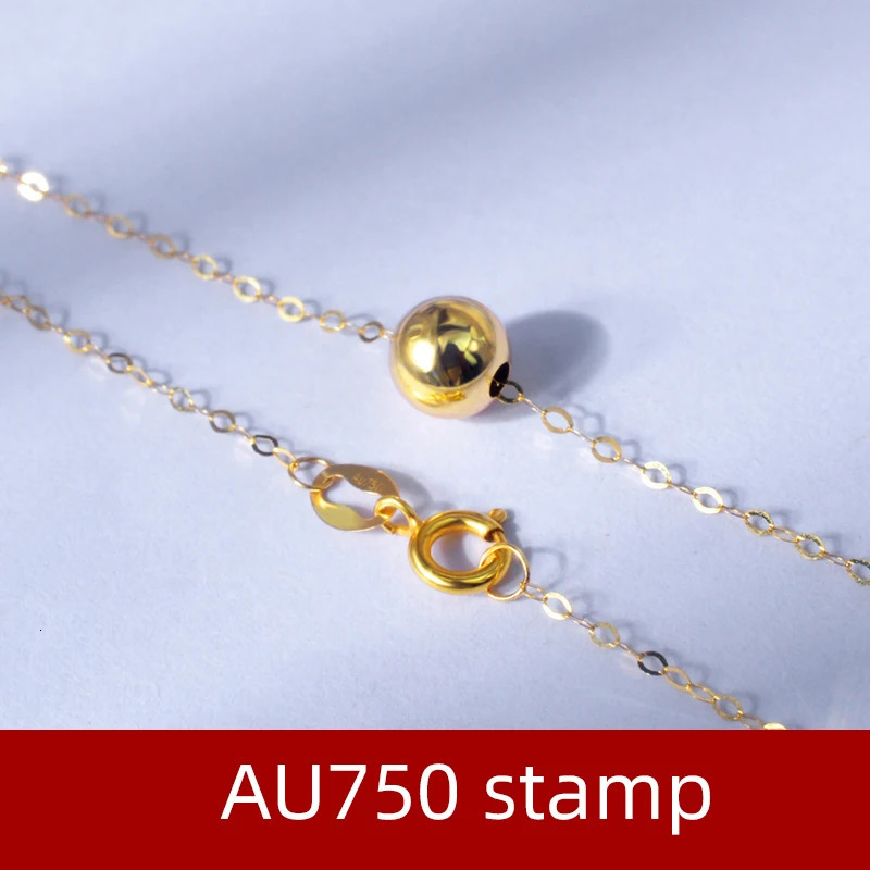 NYMPH Real 18K Gold Jewelry Necklace Pure Gold Ball Pendant Pure AU750 Chain Womens Exquisite Jewelry Wedding Gift D503 241106
