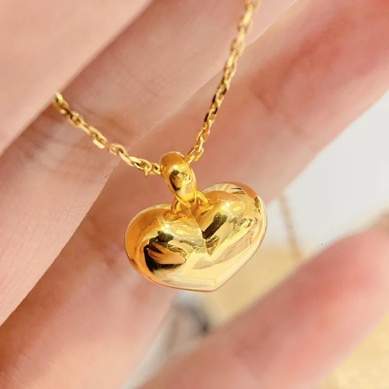 LABB Real 18K Gold Love Pendant Au750 Gold Necklace Fashion Heart Necklace Womens Boutique Jewelry Gift D210 241106