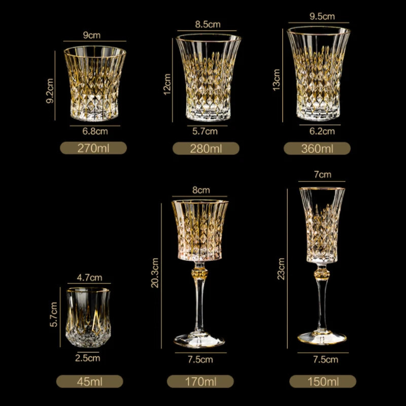 Crystal Wine Glasses Gold Foil Crystal S Glasses Champagne Glasses Wine Goblet Water Cup for Bar Wedding Party Glass 240410