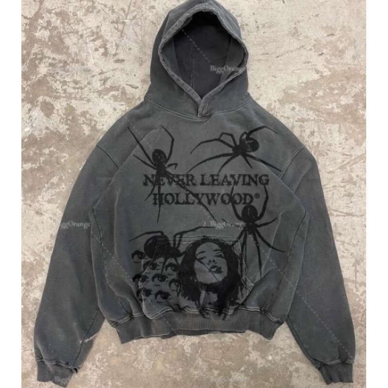 shanshi spider hoodie Gothic style spider print with autumn and winter velvet American pullover hoodie hoodie