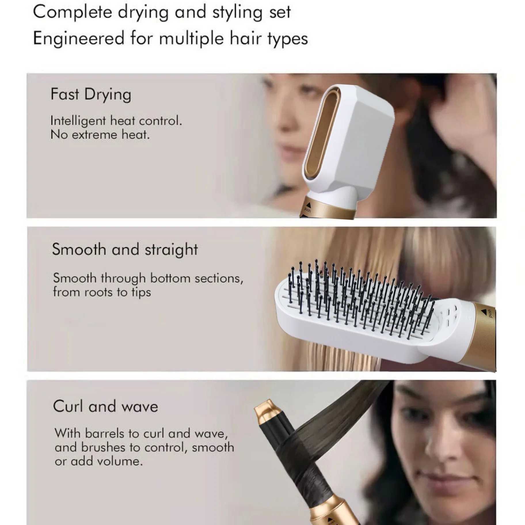 6 in 1 Hair Dryer For Hair With Curling Iron Hair Straightener With Hair Brush Hairdryer For Hair Dryer Hair 6 in 1 Multi StylerXJ241106