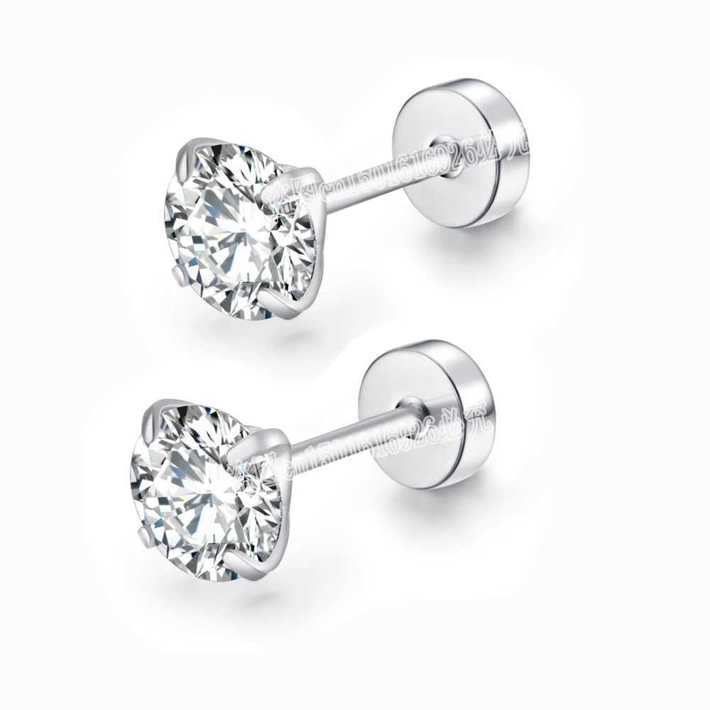 4-color top stainless steel neutral style mens round crystal zircon earrings with perforated fashion and non allergic jewelry X241106