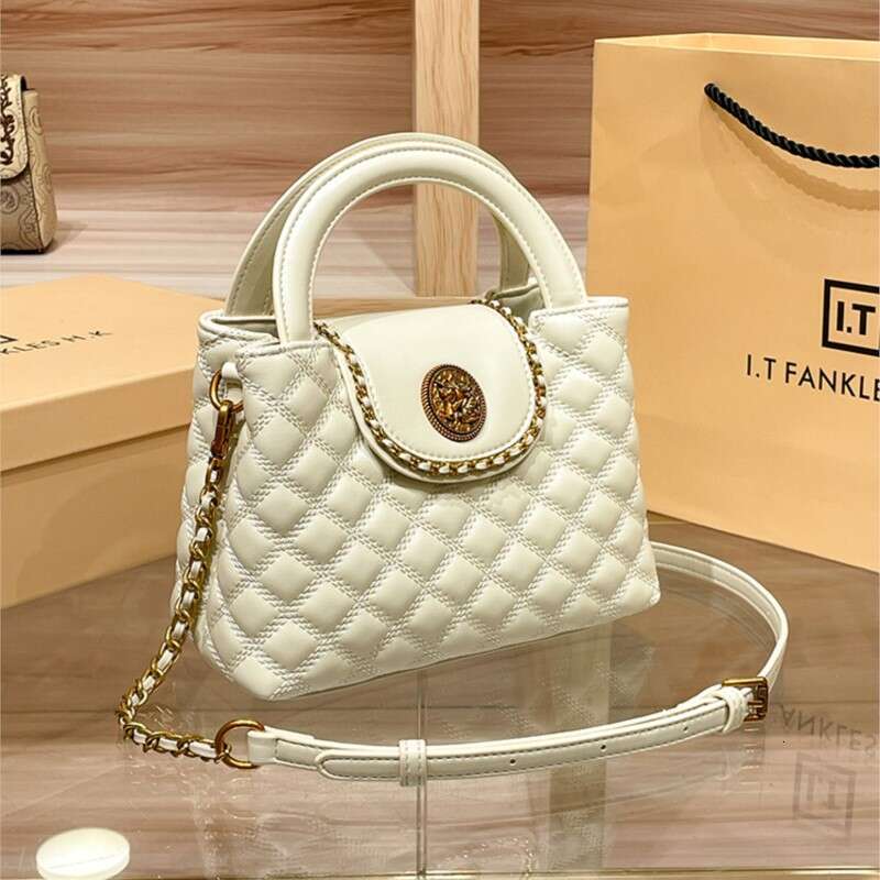 Designer Bag Brand Genuine Leather Women's Handbag, Diamond Grid Chain Bag, 2024 New High-End Single Shoulder Bag, Hand-Held Crossbody Bag