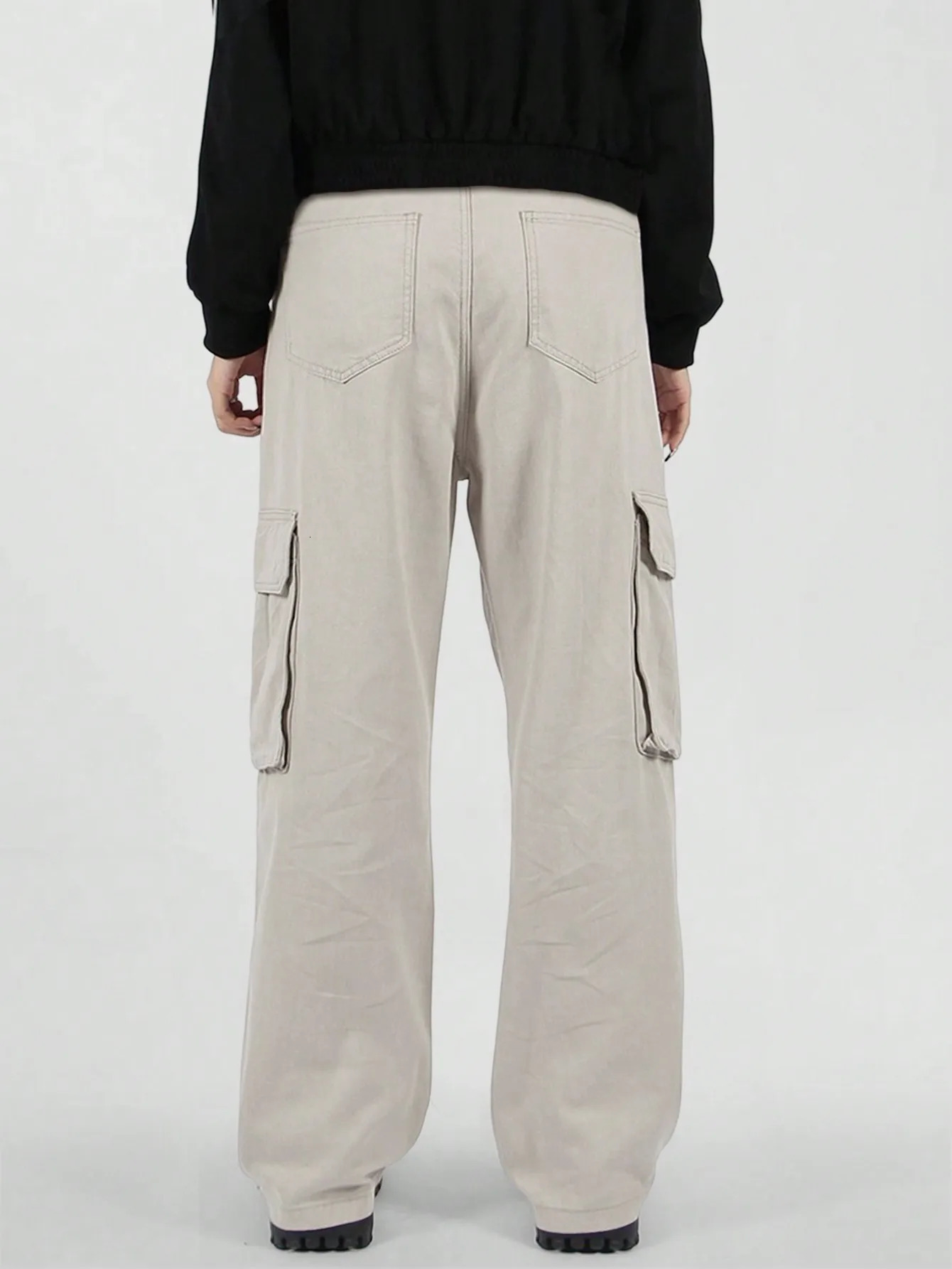 olid Mens Drawstring Cargo Pants With Multi-pocket All Seasons Outdoor Special Gift 241106