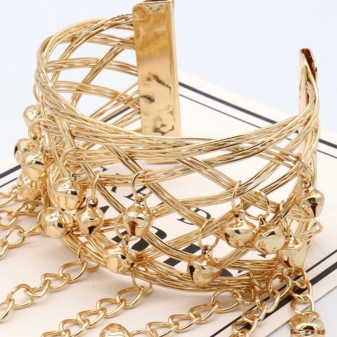 Bohemian Ethnic Style Bell Bracelet Female Dance Indian Retro Bracelet Arm Bracelet Hollowed Out